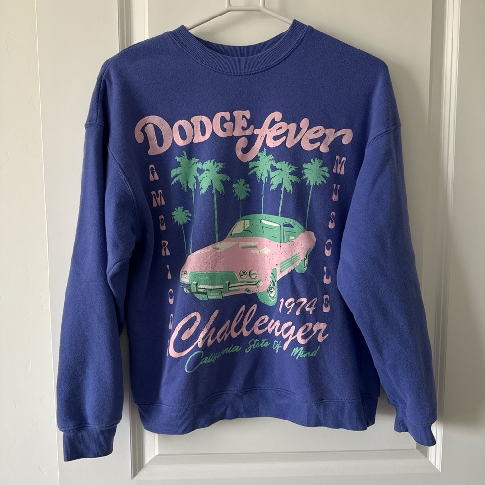 Vintage Blue Graphic Crew Neck Sweater